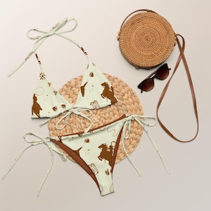 Blue Western Bikini Set - Cowgirl Swimwear Women - Vintage Bikini Bathing Suit -  White Cowgirl Bathing Suit - Swimming Costume for Women