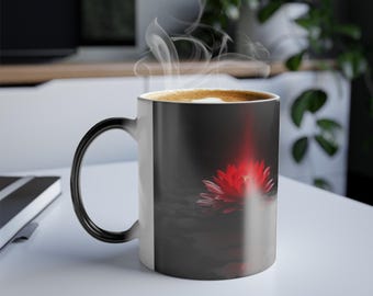 Bioluminescent Flower, Tree, Nature, Wasteland, Universe, Night Light, Blue, Rose, Gold, Black, Life, Sci-Fi Art, Magic Coffee Mug, 11oz