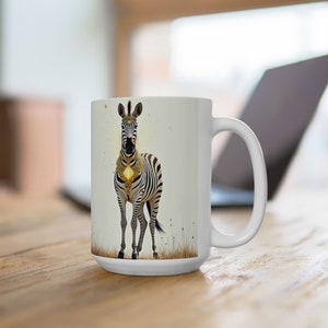 Queen Zebra, Female, African Safari, Stripes, Pattern, Animal, Wildlife, Nature, Gold, Sci-fi, Beauty, Black, White, Large Coffee Mug, 15oz