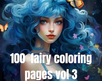 Fairy Girls: A Coloring Book of Magic and Wonder for Adults and Children. Grayscale Printable PDF Coloring Pages. Instant download