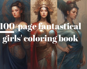 Magical World of Fairy Tale Fashion: A 100-page Adventure for Adults and Children Grayscale Printable Coloring Pages. Instant download