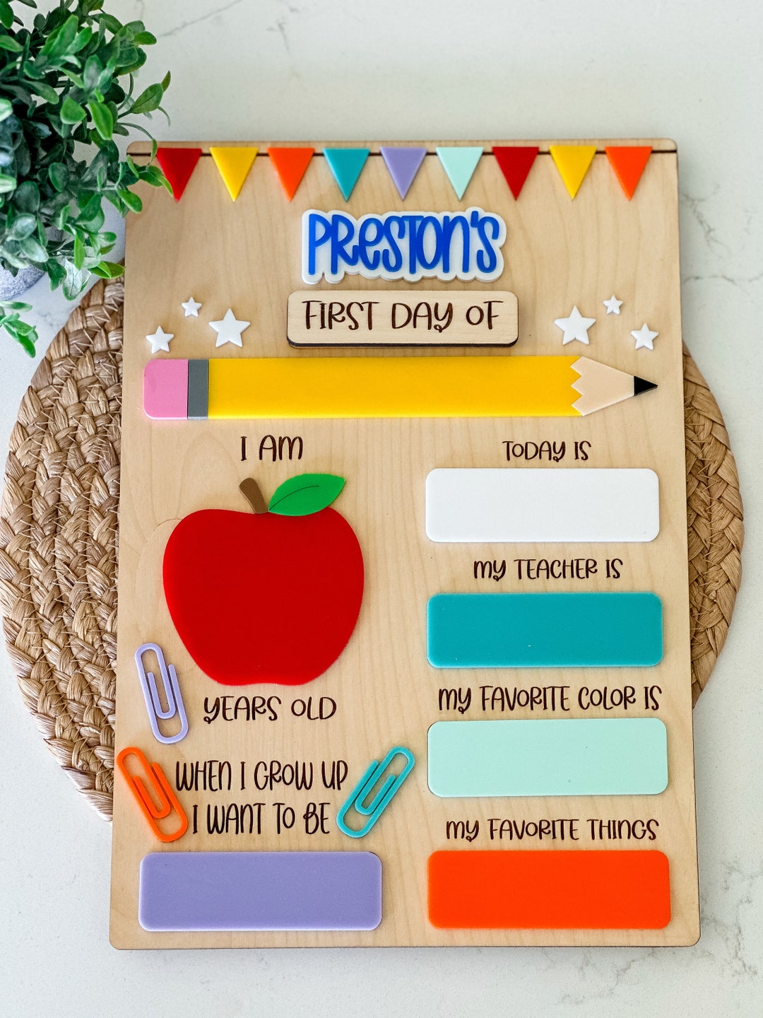 Personalized Back to School Dry Erase Board, First and Last Day Sign ...