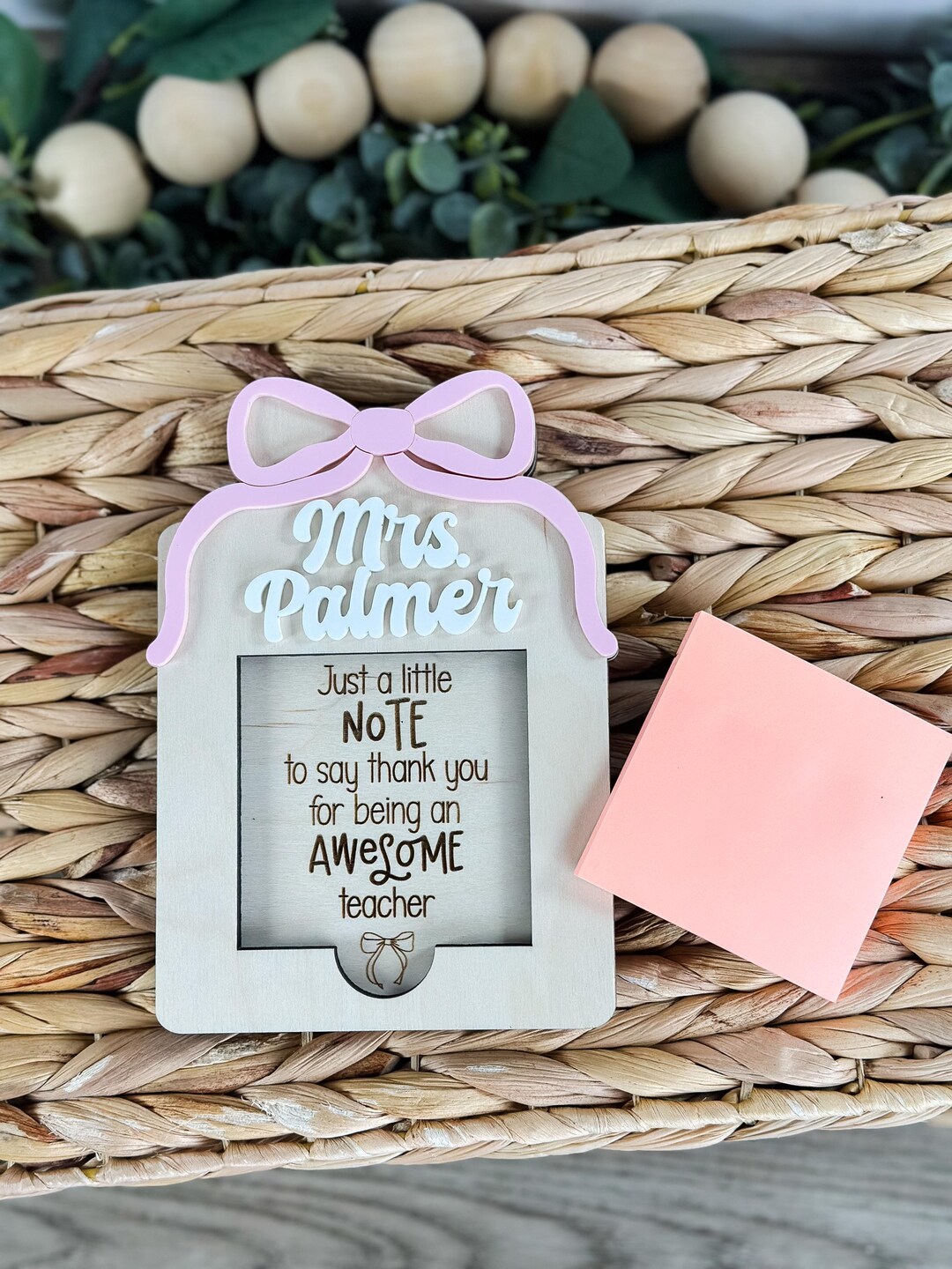 Personalized Teacher Post It Note Holder, Custom Notepad, Teacher ...
