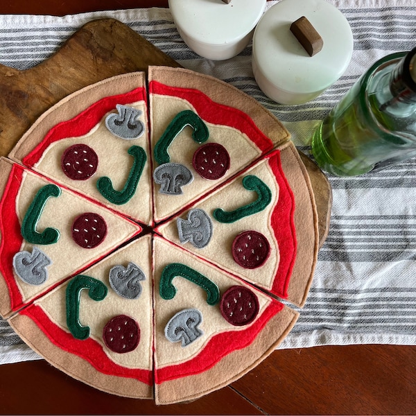 Ensemble de pizza en feutre Montessori, Ensemble de simulation de pizza, Jouet en feutre pour pizza pour enfants d'âge préscolaire
