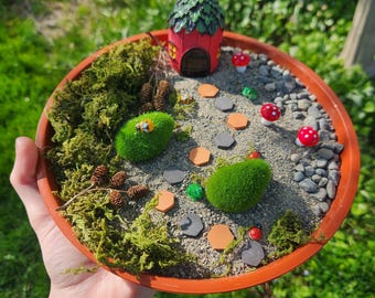 Fairy Zen Garden Kit, Strawberry House, Mini Garden, Zen Garden, Fairy Garden, Home or Office Decor, Gift Idea