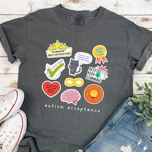 Autisme-acceptatie stickerkaart T-shirt volwassenen