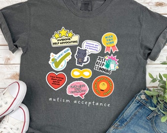 Autism Acceptance Sticker Chart Adult T Shirt