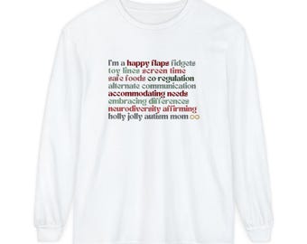 Holly Jolly Autism Mom Long Sleeve T Shirt