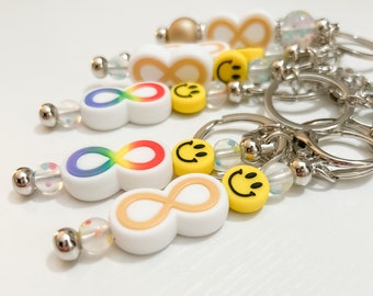 Autism Acceptance Smiley Keychain