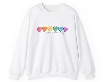 Neurodiversity Candy Hearts Valentines Edition Adult Crewneck Sweatshirt