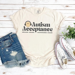 Autism Acceptance Retro Fall Adult Comfort Colors T Shirt