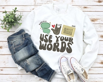 Use Your Words Retro Fall Adult Crewneck Sweatshirt