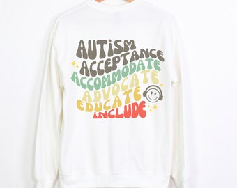 Autism Acceptance Retro Fall Adult Crewneck Sweatshirt