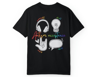Autism Acceptance Rainbow Adult Comfort Colors Tee