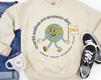 Autism Awareness Day (circle) Adult Sweatshirt