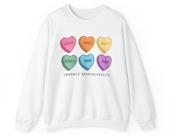 Embrace Neurodiversity Valentines Edition Adult Crewneck Sweatshirt