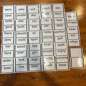 Cartes flash de mots à vue de 1re année