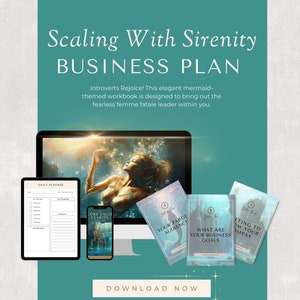 Businessplaner Workbook Scaling With Sirenity Collection mit Luxe Mermaid Design Für Freelancer, Coaches & Dienstleister 47 Seiten
