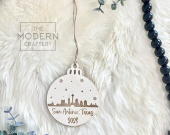 San Antonio Skyline Ornament – Texas Christmas, Wood 2026