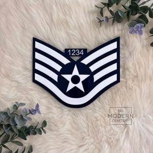 Custom Military Promotion Gift, Line Number Stripe, Promotion Plaque, AF Chevron, Military Rank Gift, Sergeant Promotion Gift, Officer