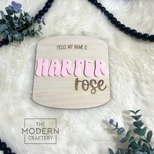 Name Sign - Retro Baby Name Sign - Name Announcement - Birth Announcement Sign - Fresh 48 Sign - Name Announcement Sign - Hello My Name Is