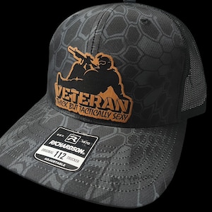 Veteran, Army, Marines, Air Force, Navy, Tactical, Funny, Morale, Fat, Thick but sexy,Laser Engraved Leather Patch Hat Richardson 112