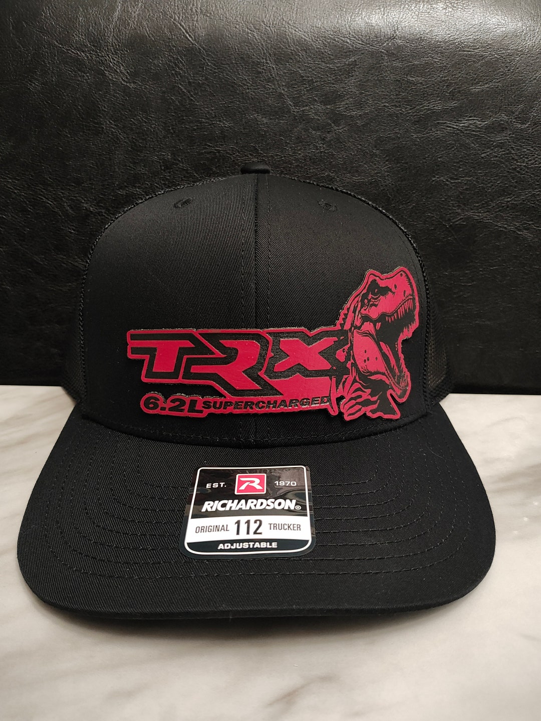 Ram TRX 6.2L Supercharged Laser Engraved Red Leather Patch Hat ...