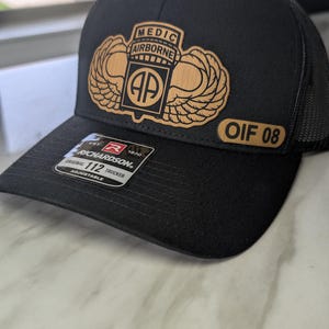 82nd Airborne, Medic,Airborne Ranger,Military, Infantry, Morale, Tactical,Veteran, Army,Laser Engraved Leather Patch Richardson 112 Custom.