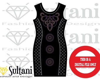 Strass Kleid Template: SS6 SS10 SS30 Cut File (Digitaler Download)