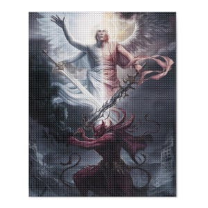 DIY 5D Diamond Painting Kit: God vs Devil Mosaic Art