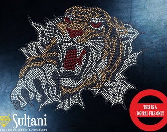 Tiger Rhinestone Template: SS6 & SS10 SVG, Cut File (Digital Download)