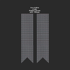 May include: Two rectangular strips of white, evenly spaced dots against a dark gray background. The strips are 3 inches wide and 12.39 inches long. Text at the top indicates the dimensions and quantity.
