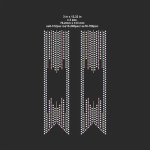May include: Two decorative banners with a black background. Each banner is 3 inches by 12.32 inches. The banners are white with pink and yellow dotted lines. The text on the image reads: 3 in x 12,32 in x 2 psc. 76.2mm x 313 mm ss6-312psc /ss10-208psc/ ss16-700psc.