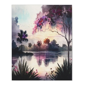 Kit de peinture diamant Tropical Lake : mosaïque 5D DIY