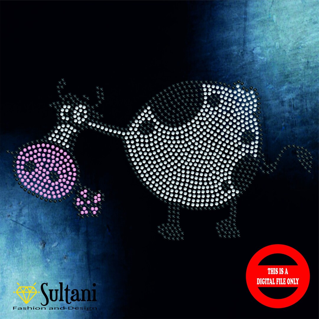 Funny Cow Rhinestone Template: SS10 Cut File (digital Download) - Etsy