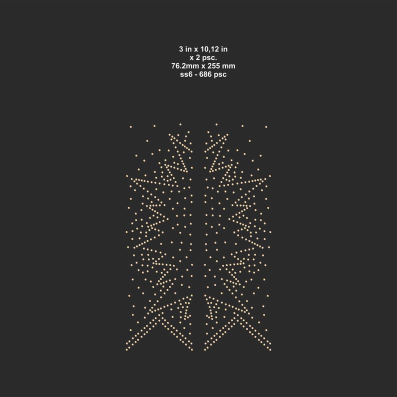 May include: A symmetrical design composed of small, light-colored dots arranged in a geometric pattern, resembling a stylized tree or abstract shape. The design is approximately 3 inches by 10.12 inches. The image also includes text indicating the size and quantity.