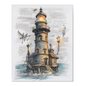 Kit de peinture diamant phare : mosaïque bricolage 5D