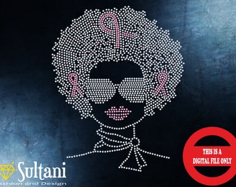 Afro Woman Rhinestone Template: SS10 SVG Cut File (Digital Download)
