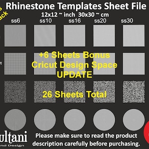 Plantilla de diamantes de imitación: Mega Pack de 26 hojas (20 + 6 adicionales de Cricut): SS6, SS10, SS16, SS20, SS30 (archivo digital)