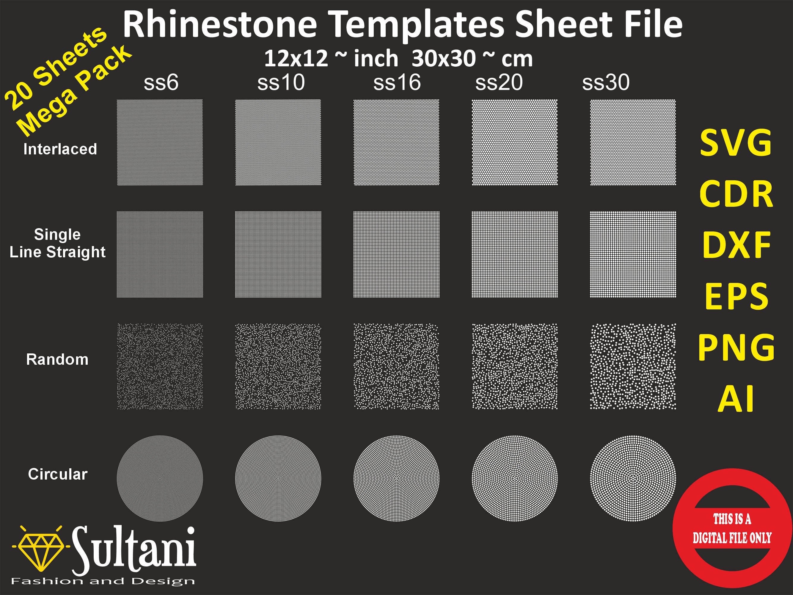 Diamond-cut Rhinestone Bling Sheets