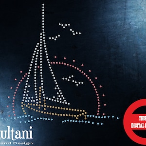 Sailboat Rhinestone Template: SS6 SVG, Ai, PDF (Digital Download)