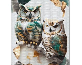 DIY 5D Diamant Malerei Set: Uhus Mosaik-Kunst