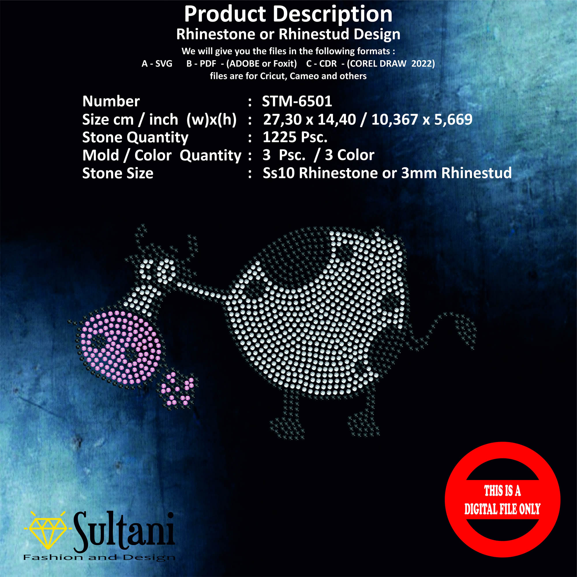 Funny Cow Rhinestone Template: SS10 Cut File (digital Download) - Etsy