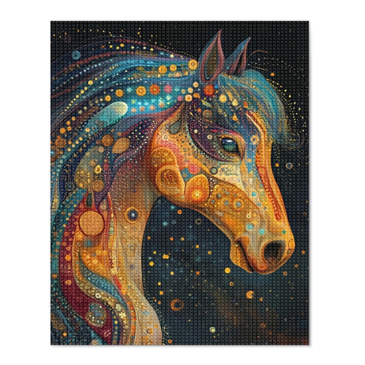 抽象的な馬の5Dダイヤモンドペインティングキット：DIYモザイクアート