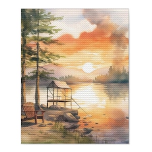 Diamond Painting Kit, High Quality DIY 5D Lakeside, Round Rhinestone, Cross Stitch Full Drill, Mosaic Decoration, Home Decor, Art Gift