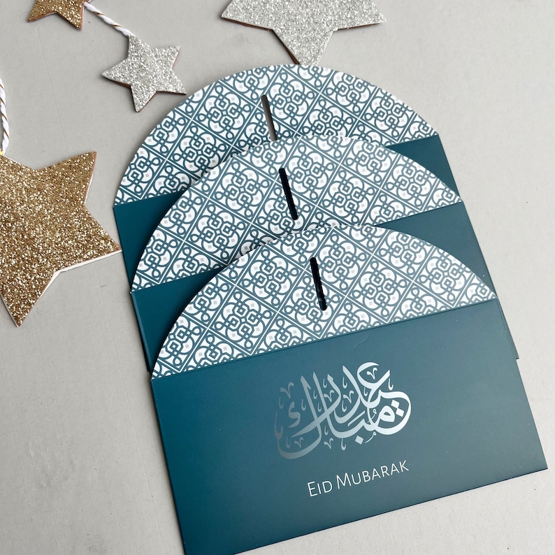 WD - 6 stuks EID MUBARAK - geld envelop - grijs - multi - eid al fitr - eid al adha -... | bol