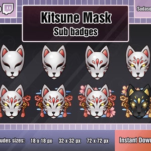Kitsune Fox Spirit Mask Sub badges for Twitch