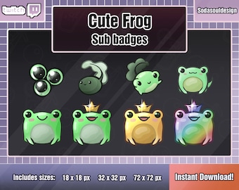 Insignias de suscripción de Twitch de Cute Frog (descarga digital)