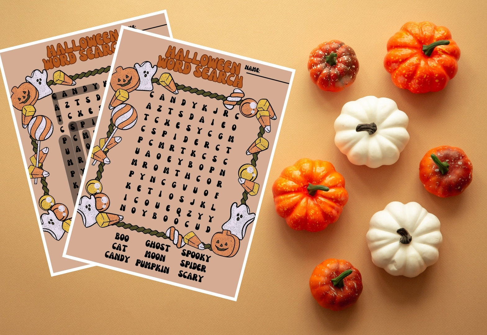 Printable Groovy Halloween Word Search. Halloween Digital Download Word