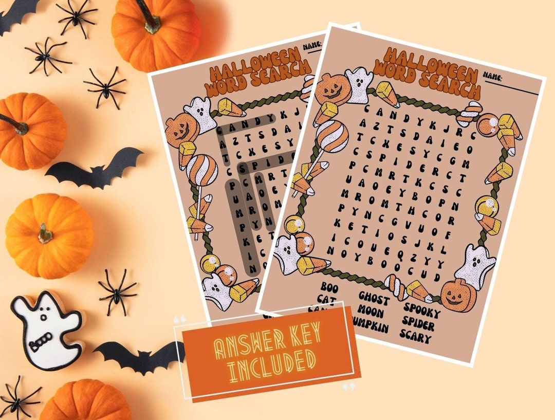 Printable Groovy Halloween Word Search. Halloween Digital Download Word